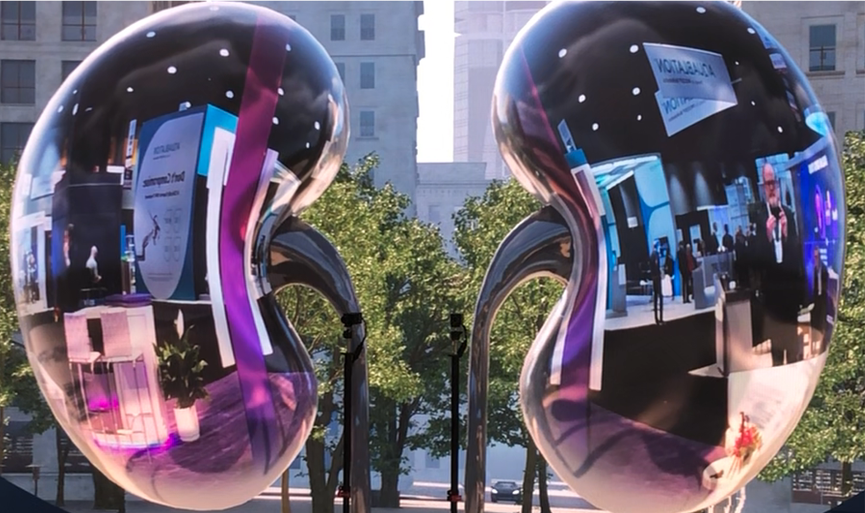 3D rendering of mirrored kidneys, similiar to Chicago's "The bean"